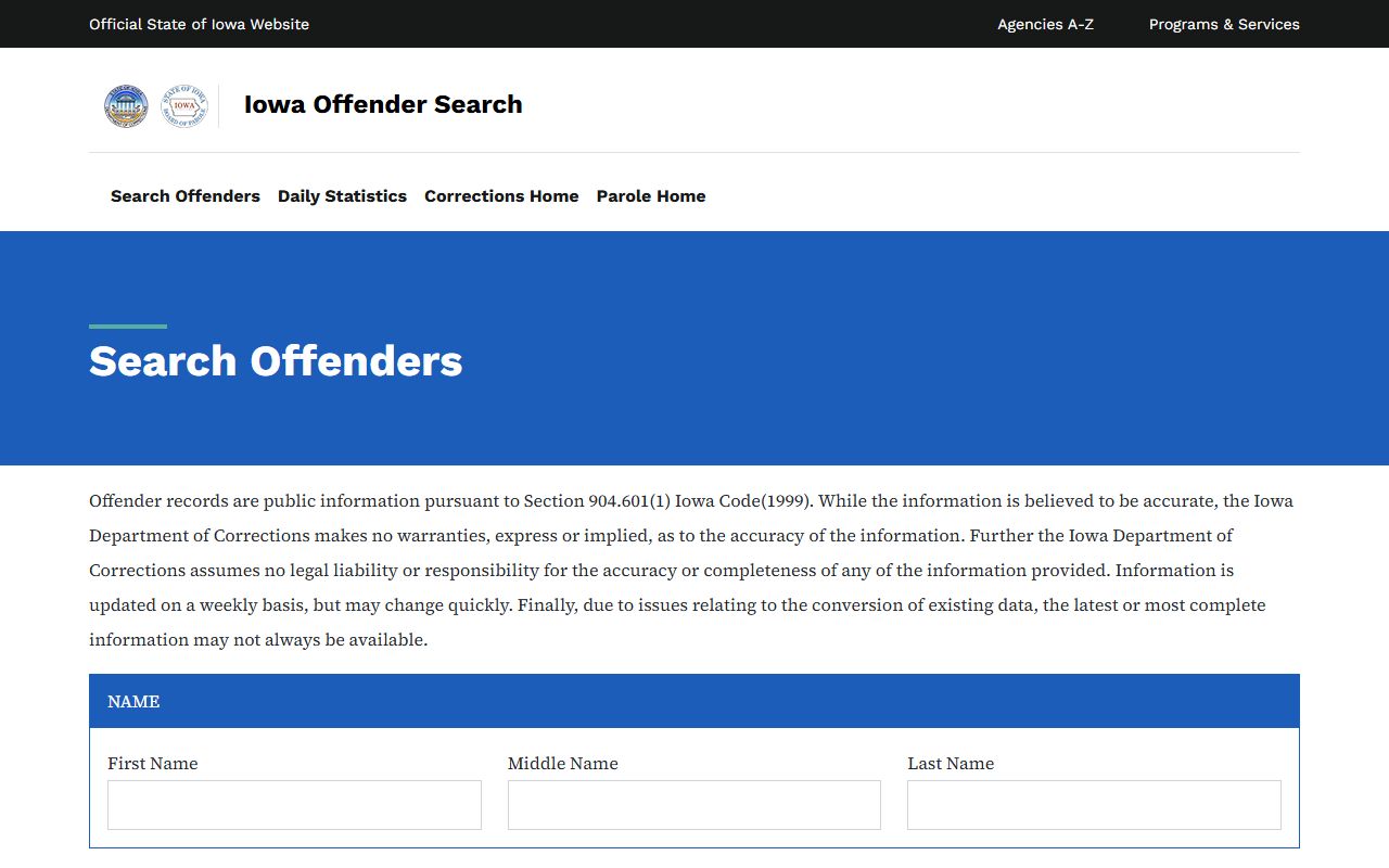 O'Brien County inmate records Iowa DOC offender search source